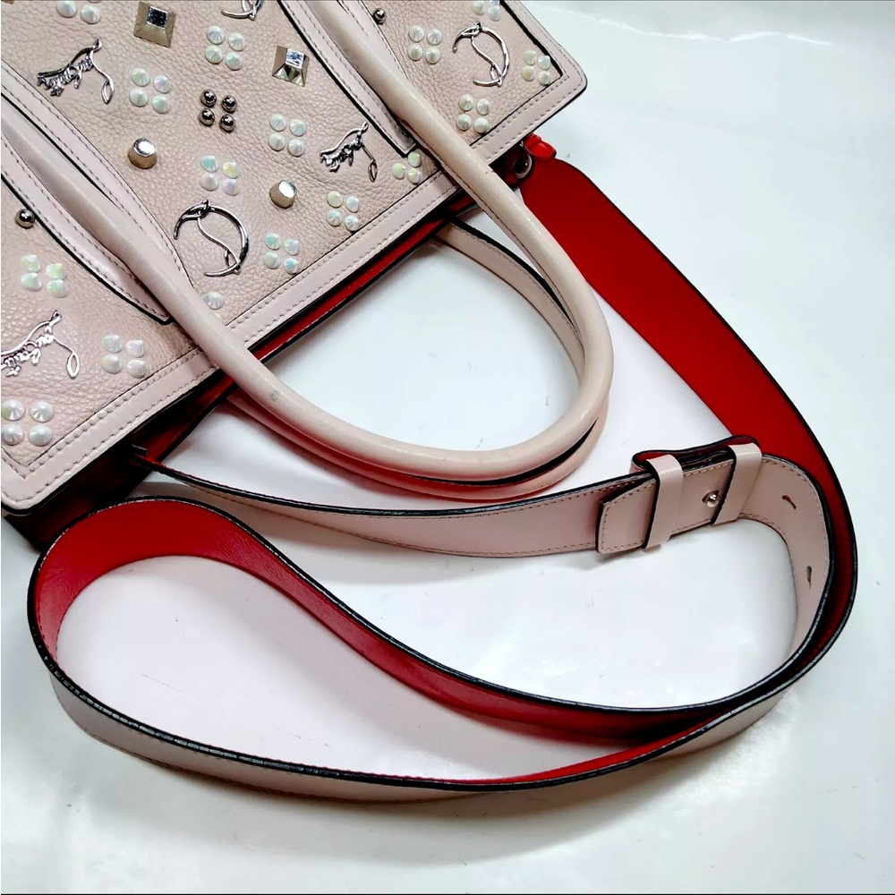Christian Louboutin Calfskin Loubinthesky Medium Paloma Beige Pink 2way Satchel - Picture 4 of 16